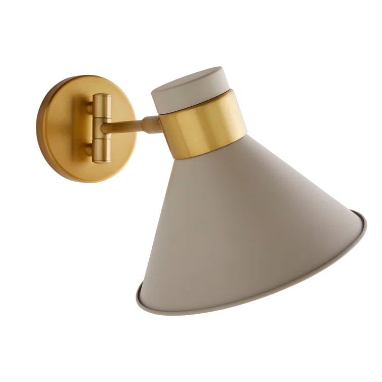 Taupe and Brass 15" Pivoting Wall Sconce