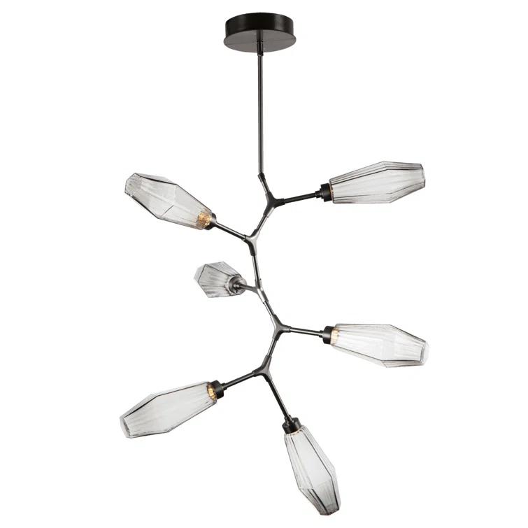 Modern Black Sputnik Chandelier with Glass Shades