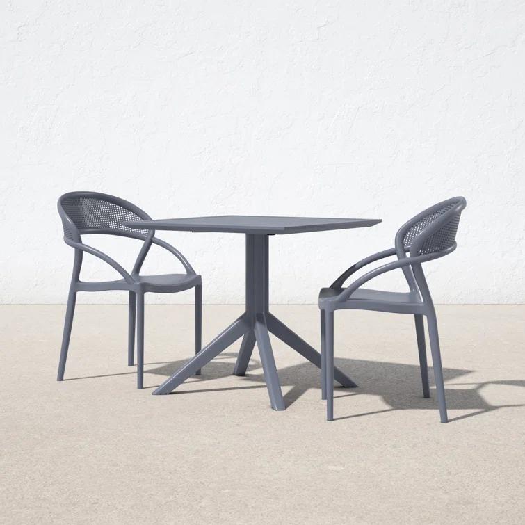 Compamia Sky 32" Square Patio Bistro Table in Dark Gray