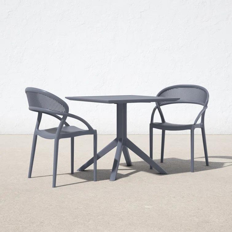 Compamia Sky 32" Square Patio Bistro Table in Dark Gray