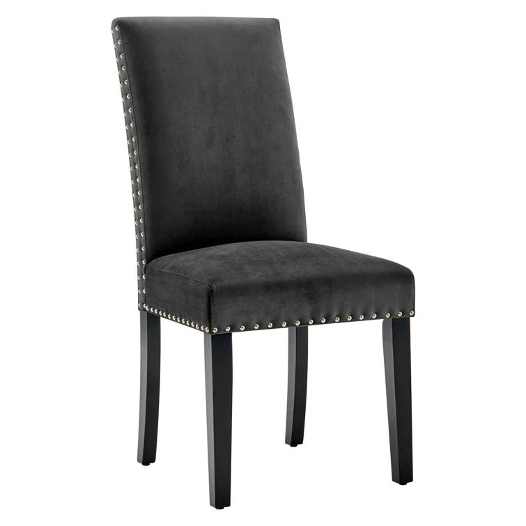 Modway Silver Orchid Lind Velvet Nailhead Trim Dining Side Chairs