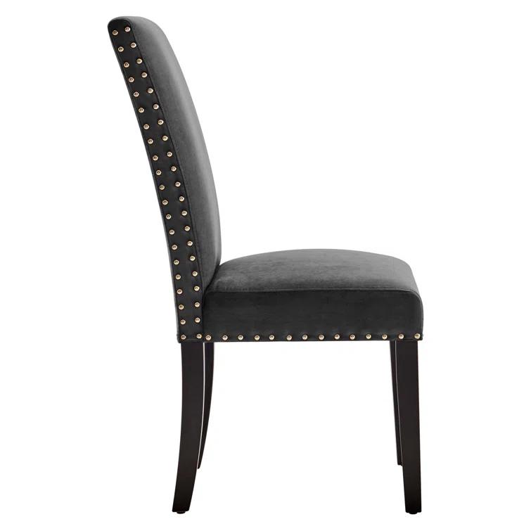 Modway Silver Orchid Lind Velvet Nailhead Trim Dining Side Chairs
