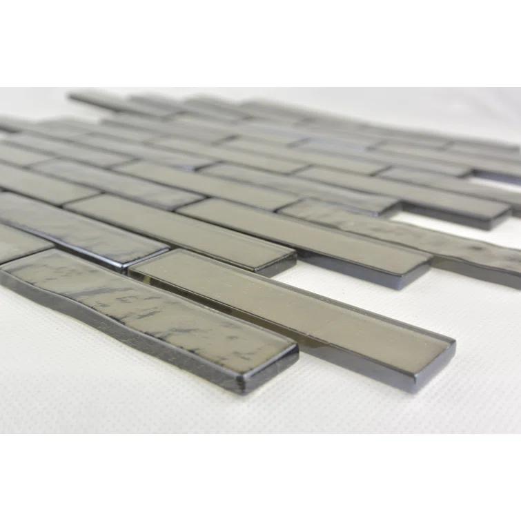 Landscape 1 in. x 4 in. Translucent Glass Plastic Face Mounted Brick Mosaic Designer Pool Tile