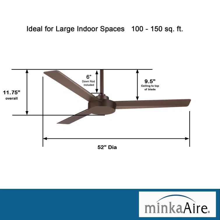 52" Roto 3 - Blade Propeller Ceiling Fan with Wall Control
