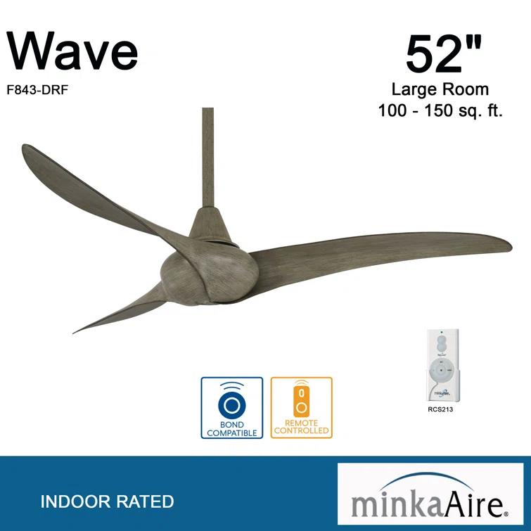 52" 3 - Blade LED Propeller Ceiling Fan with Remote Control and Light Kit Included