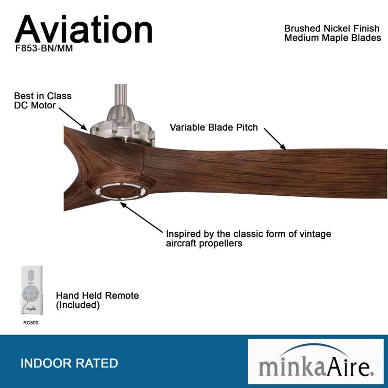 60" 3 - Blade Propeller Ceiling Fan with Remote Control