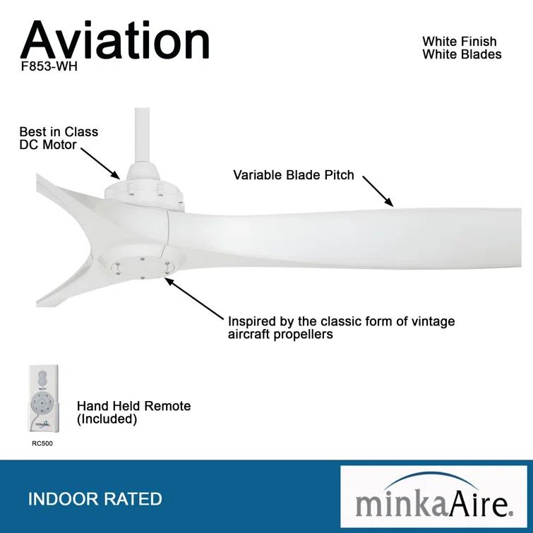 60" 3 - Blade Propeller Ceiling Fan with Remote Control