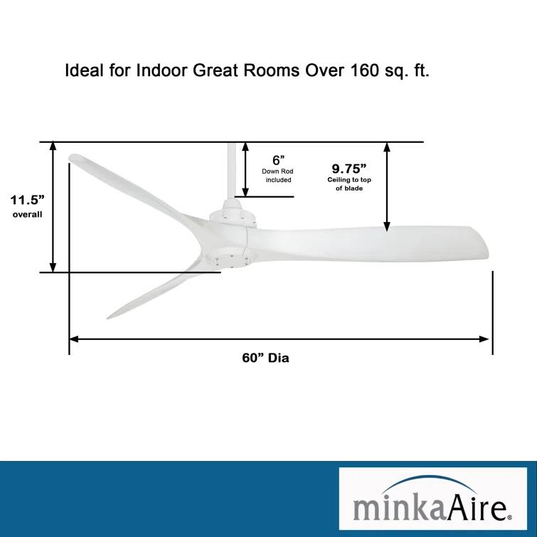 60" 3 - Blade Propeller Ceiling Fan with Remote Control