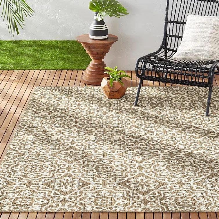 Nicole Miller New York Patio Country Danica Geometric Indoor/Outdoor Area Rug, Brown/Beige