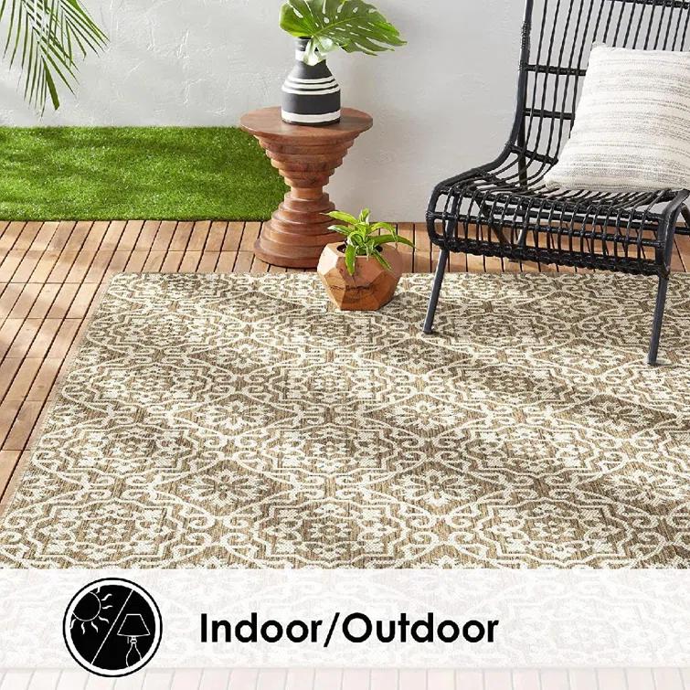 Nicole Miller New York Patio Country Danica Geometric Indoor/Outdoor Area Rug, Brown/Beige