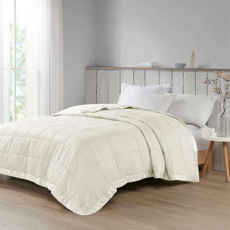 Madison Park Cambria Oversized Down Alternative Blanket with Satin Trim