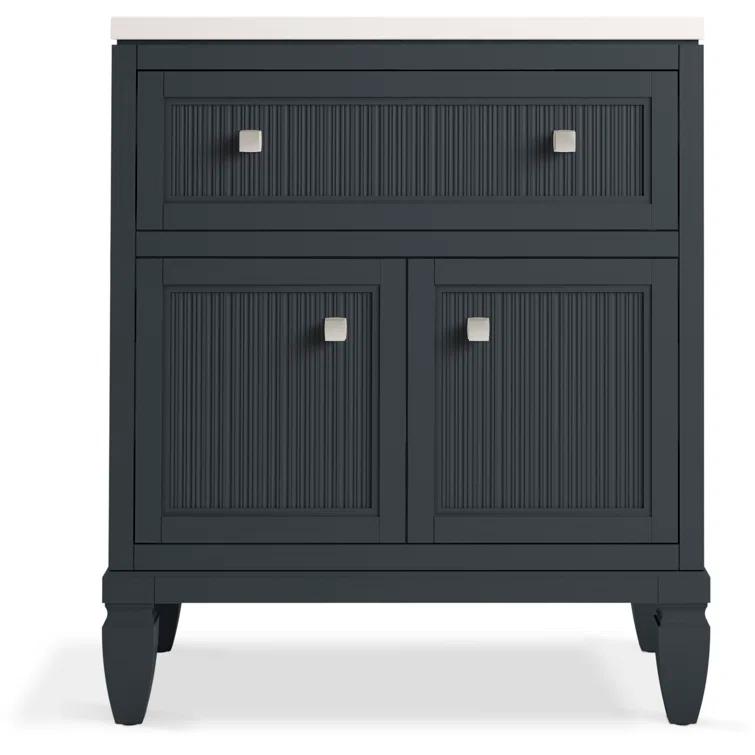 Hearthaven 30'' Free Standing Single Bathroom Vanity Cabinet with Sink and Quartz Top