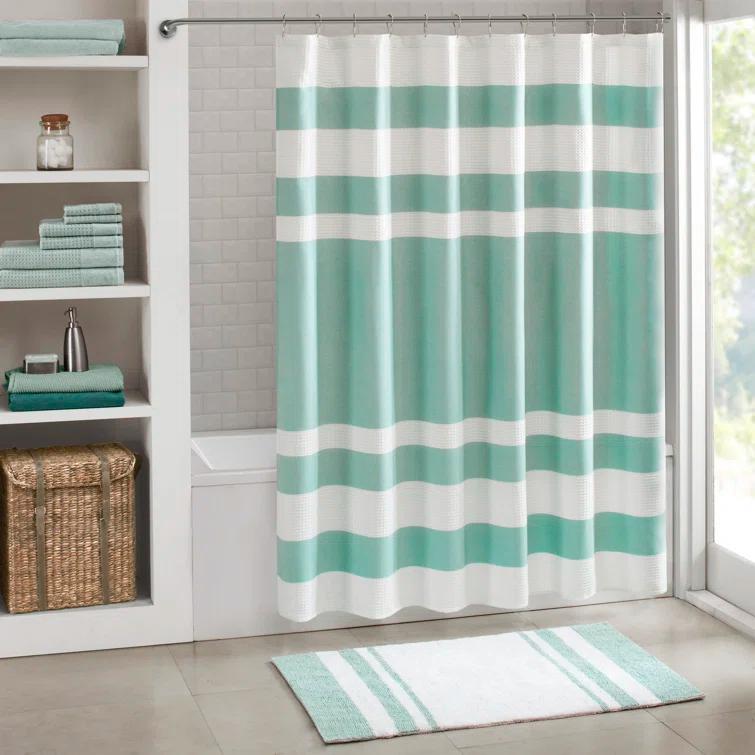 Spa Waffle Shower Curtain with 3M Treatment