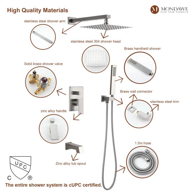 Calder Complete Shower System with Rough in-Valve