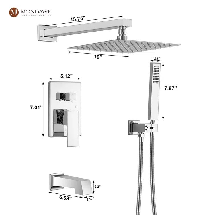 Calder Complete Shower System with Rough in-Valve