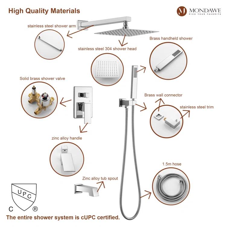 Calder Complete Shower System with Rough in-Valve