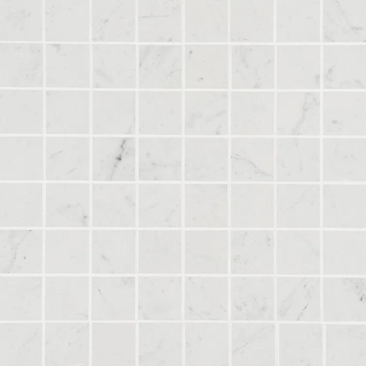 Saroshi Carrara Giola 11.81 in. x 11.81 in. Matte Porcelain Floor and Wall Mosaic Tile (0.96 sq. ft./Each)