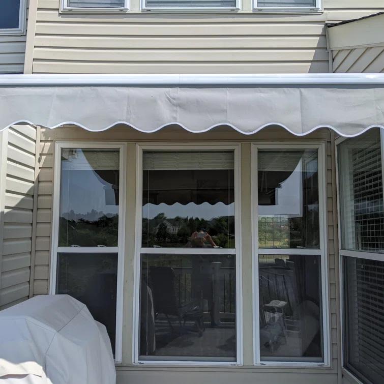 Motorized Retractable White Frame Patio Awning