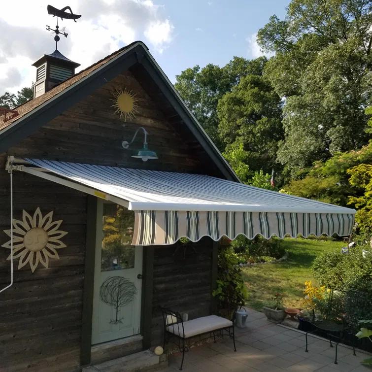 ALEKO Motorized Retractable Outdoor Awning with White Frame