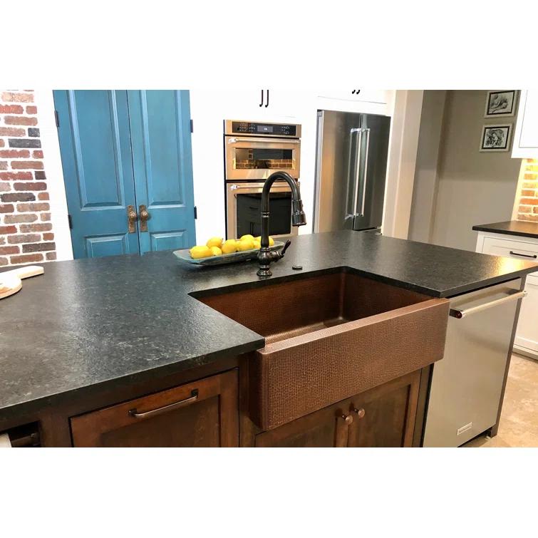 33" Hammered Copper Apron Front Single Basin Kitchen Sink