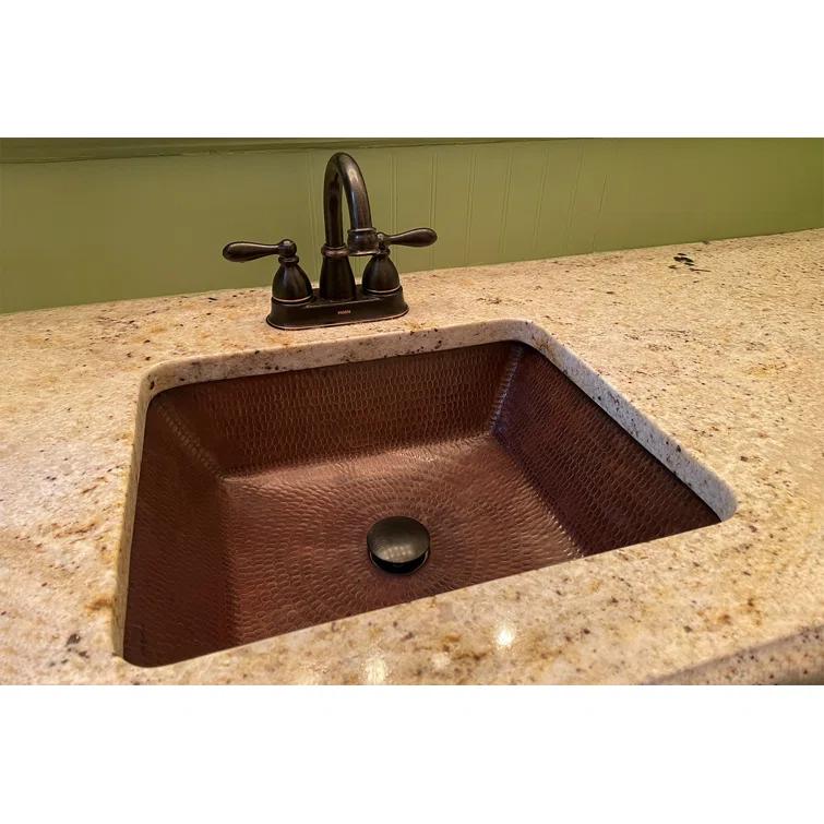 19" Rectangle Under Counter Hammered Copper Bathroom Sink