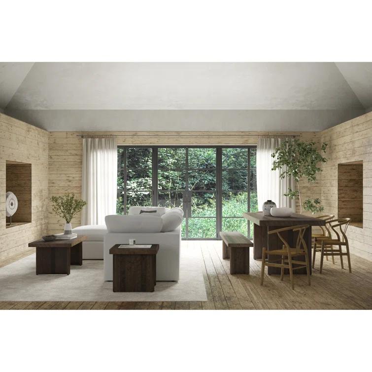 White Performance Fabric Transitional Ottoman