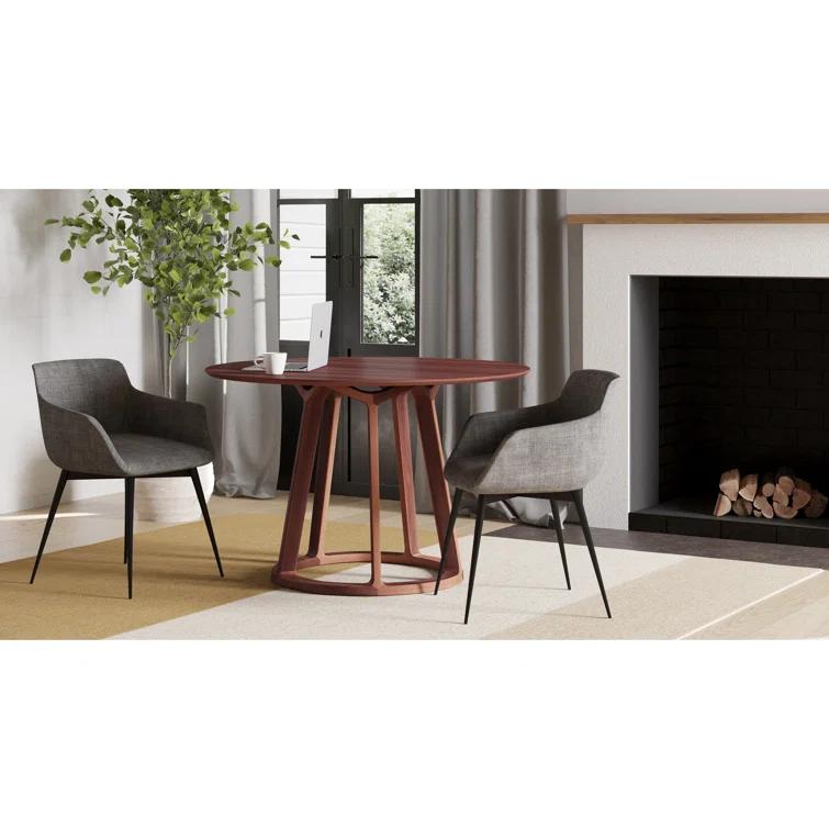 Elegant Mid-Century Modern Walnut Round Dining Table for Four
