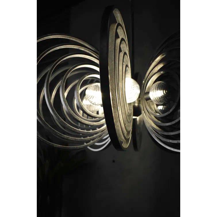 Silver Leaf 8-Light Chandelier with Ribbed Glass Spheres