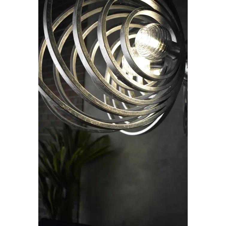 Silver Leaf 8-Light Chandelier with Ribbed Glass Spheres