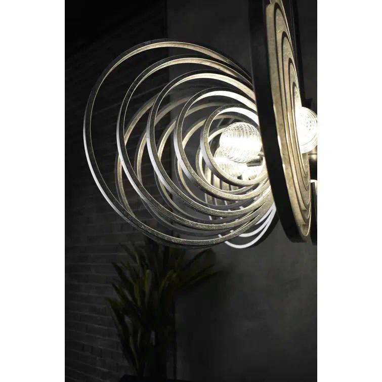 Silver Leaf 8-Light Chandelier with Ribbed Glass Spheres