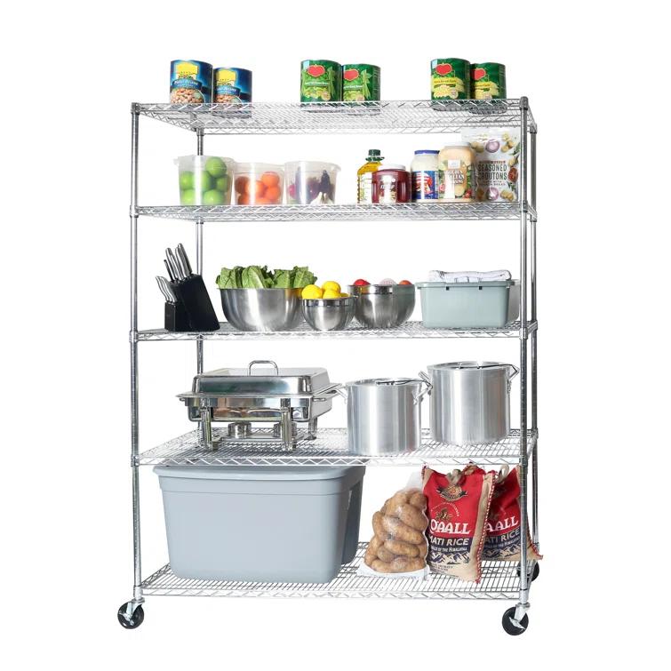 UltraDurable 24" D 5-Tier NSF-Certified Steel Shelving with Wheels