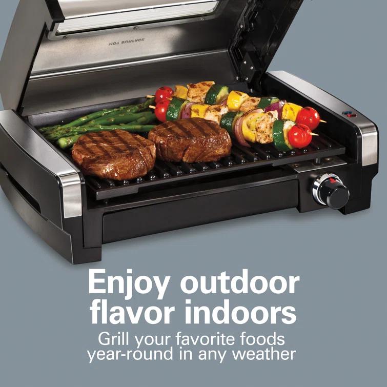 Hamilton Beach Hamilton Beach® Electric Indoor Searing Grill with Removable Non-Stick Grate, Viewing Window & Adjustable Temperature Control to 450°F, 118 sq. in. Surface Serves 6