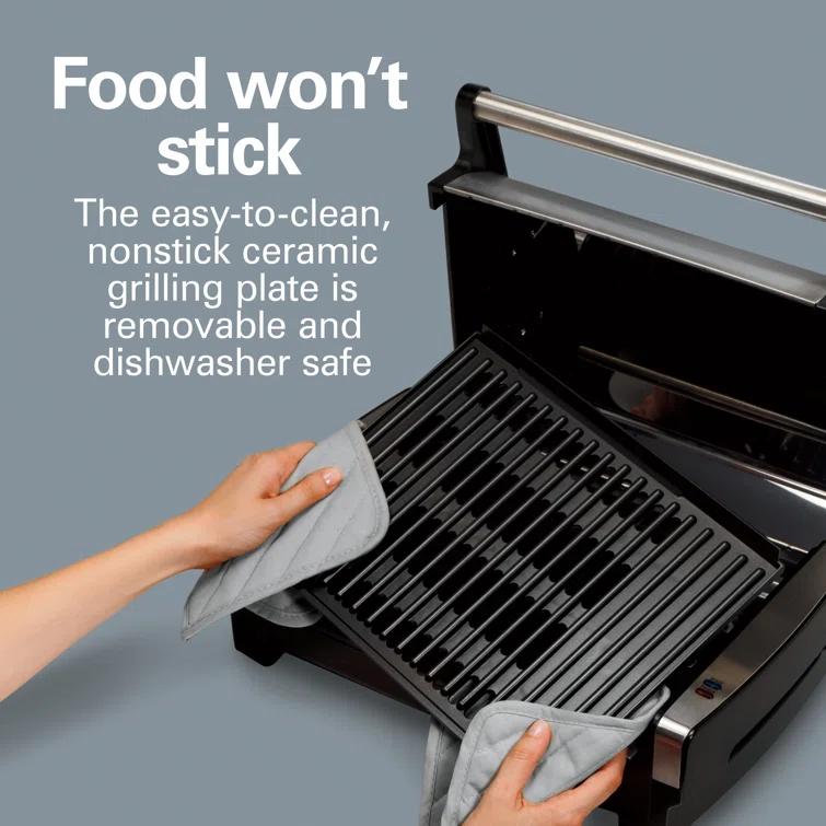 Hamilton Beach Hamilton Beach® Electric Indoor Searing Grill with Removable Non-Stick Grate, Viewing Window & Adjustable Temperature Control to 450°F, 118 sq. in. Surface Serves 6