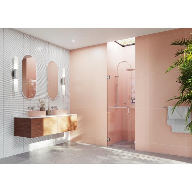 Glass Warehouse Umbra 34.5 in. x 78 in. Fully Frameless Wall Hinge Towel Bar Shower Door TBWH-34-5-BN