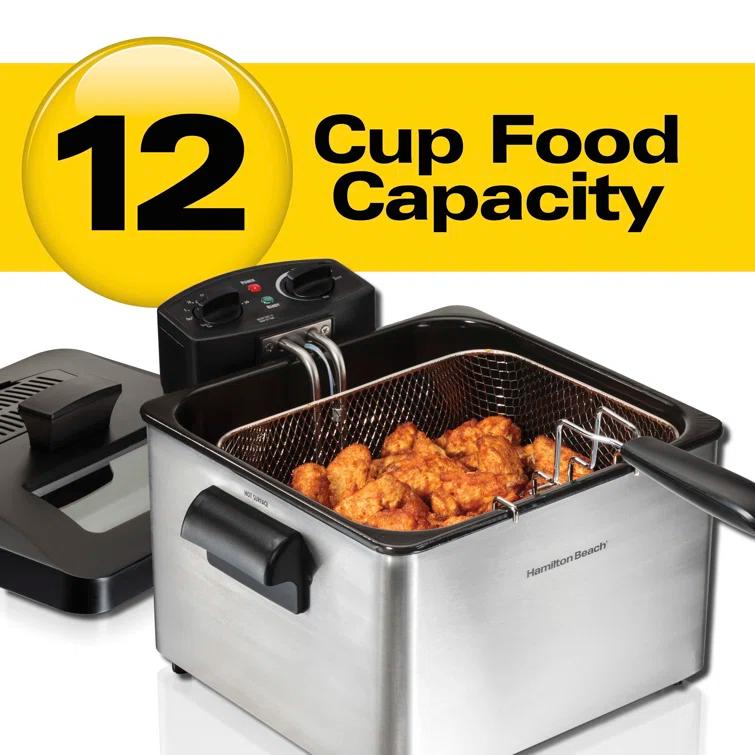 Hamilton Beach Hamilton Beach® Professional-Style Electric Deep Fryer with 12-Cup Food Capacity, Lid with View Window and Three Frying Baskets