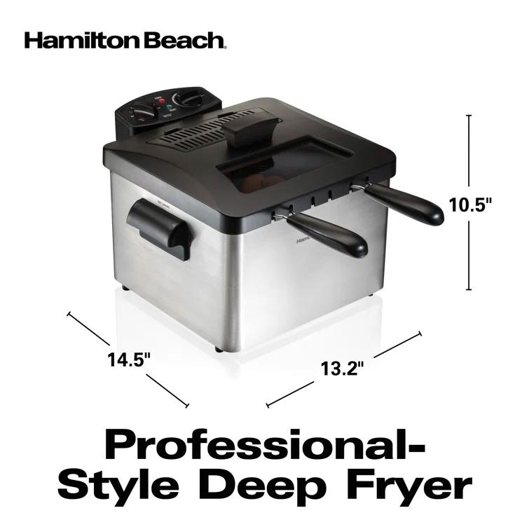 Hamilton Beach Hamilton Beach® Professional-Style Electric Deep Fryer with 12-Cup Food Capacity, Lid with View Window and Three Frying Baskets