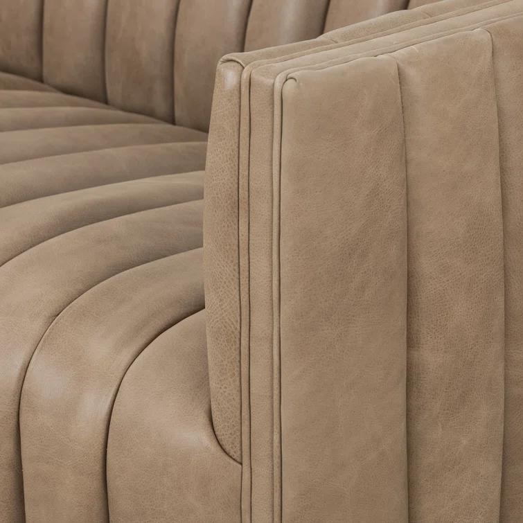 Palermo Drift Tufted Leather Sofa with Wood Frame