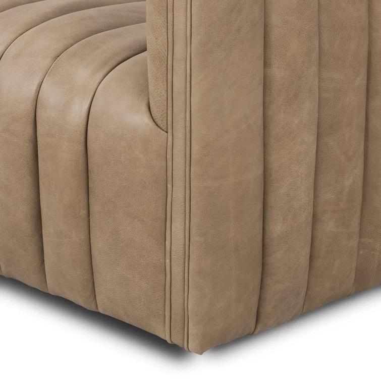 Palermo Drift Tufted Leather Sofa with Wood Frame