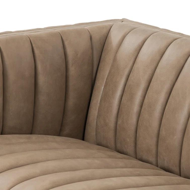 Palermo Drift Tufted Leather Sofa with Wood Frame