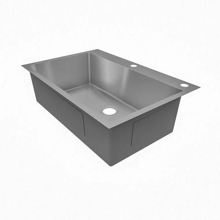 Sinber 33" x 22" Drop In Single Bowl Kitchen Sink with 18 Gauge 304 Stainless Steel Finish