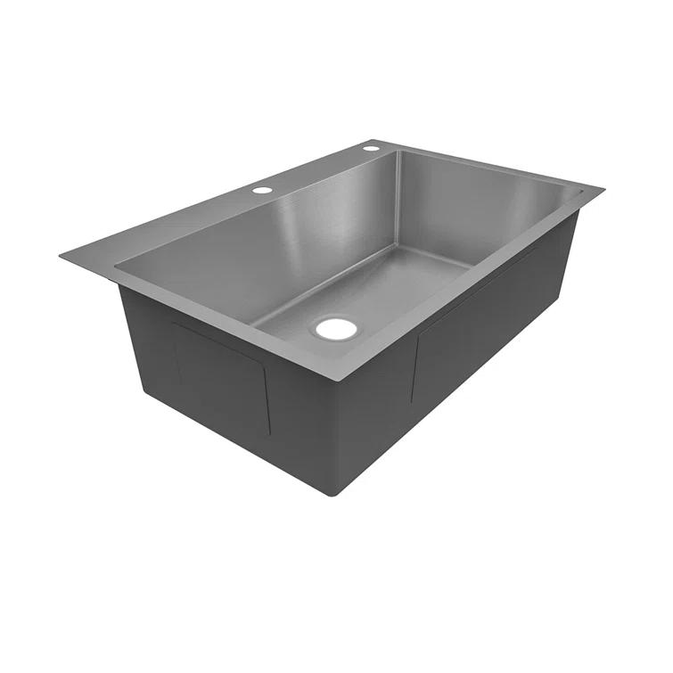 Sinber 33" x 22" Drop In Single Bowl Kitchen Sink with 18 Gauge 304 Stainless Steel Finish