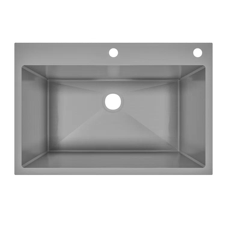 Sinber 33" x 22" Drop In Single Bowl Kitchen Sink with 18 Gauge 304 Stainless Steel Finish