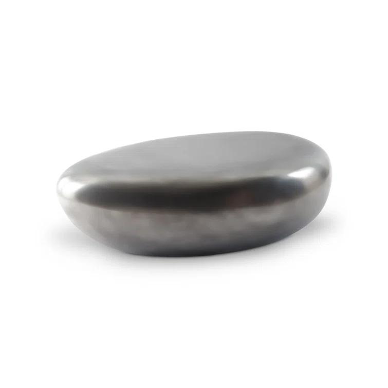 Polished Aluminum River Stone Solid Coffee Table