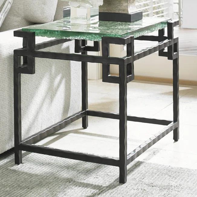 Island Fusion Hermes Reef Glass Top End Table