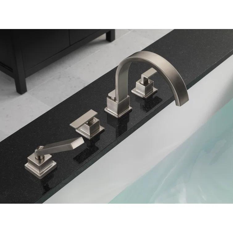 Vero Double Handle Deck Mounted Roman Tub Faucet with Handshower