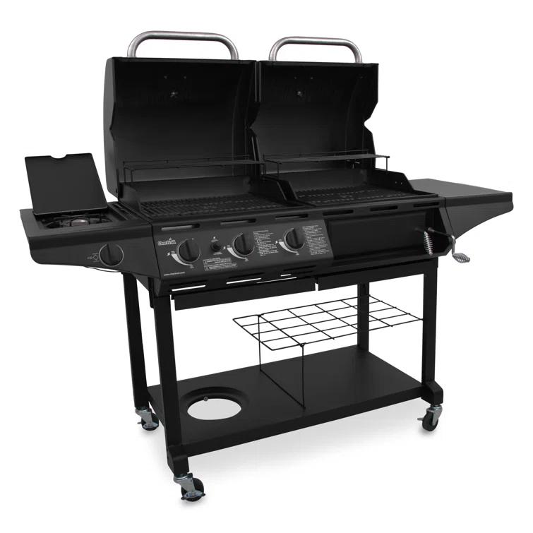 Charbroil 3-Burner Combo Gas & Charcoal Grill with Side Burner