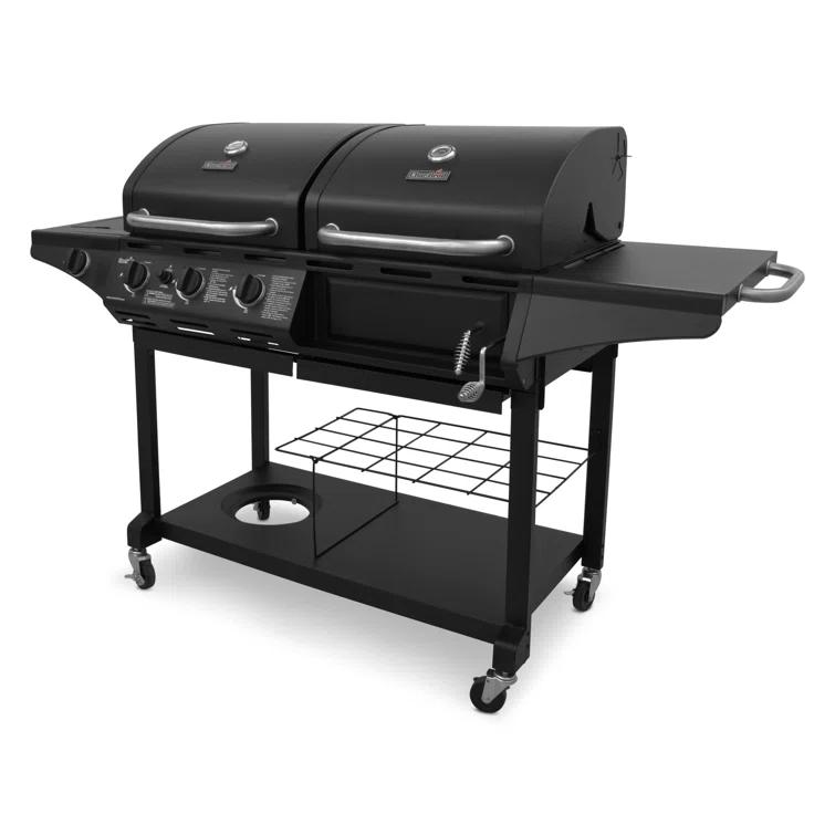 Charbroil 3-Burner Combo Gas & Charcoal Grill with Side Burner