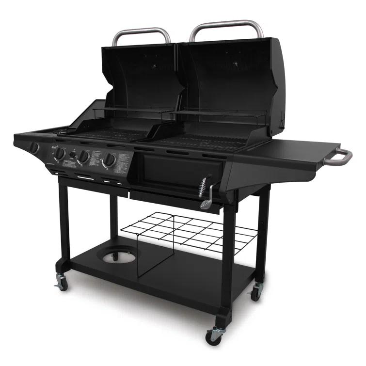 Charbroil 3-Burner Combo Gas & Charcoal Grill with Side Burner