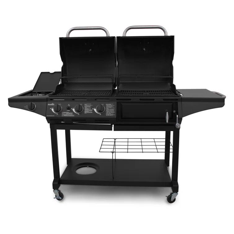 Charbroil 3-Burner Combo Gas & Charcoal Grill with Side Burner