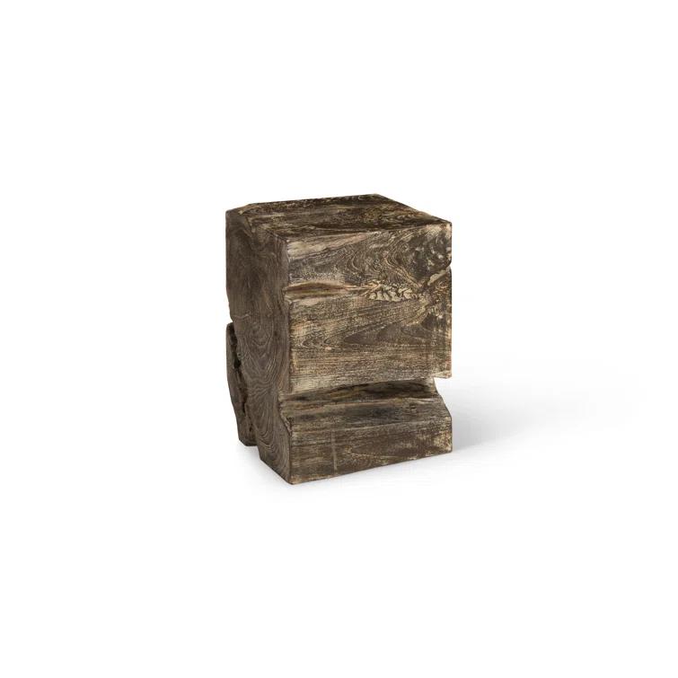 Phillips Collection Black Wash Solid Wood Accent Stool